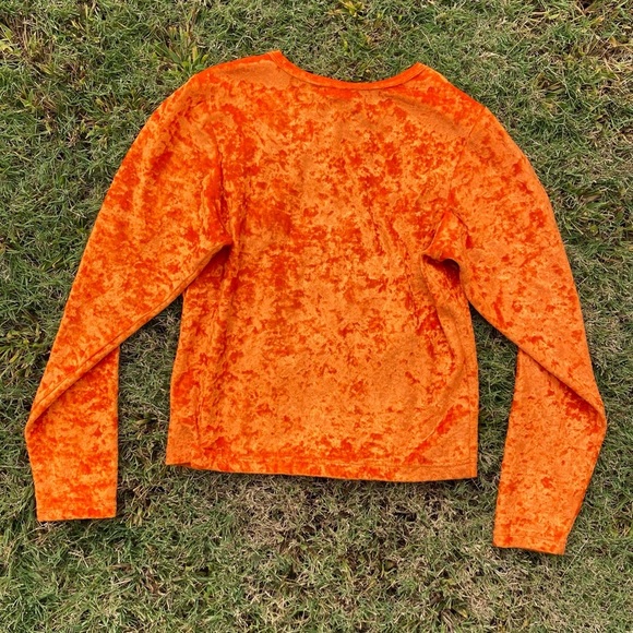 Vintage 90s Victoria’s Secret Orange Crushed Velvet Top - Picture 4 of 7